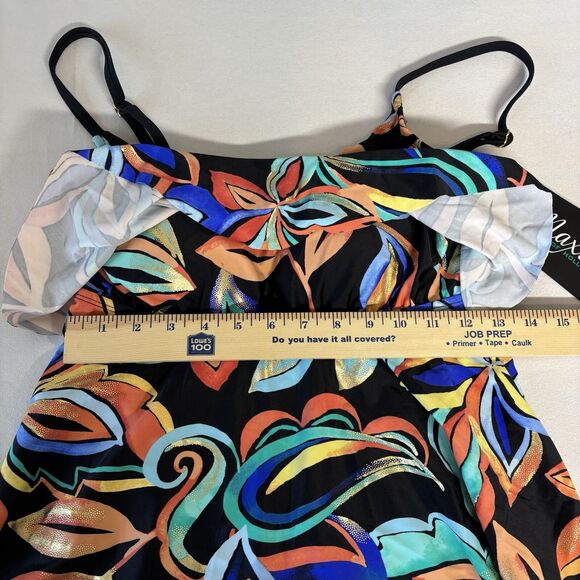 Maxine Of Hollywood Watercolor Expressions Two Tiered Tankini Top - Picture 6 of 13